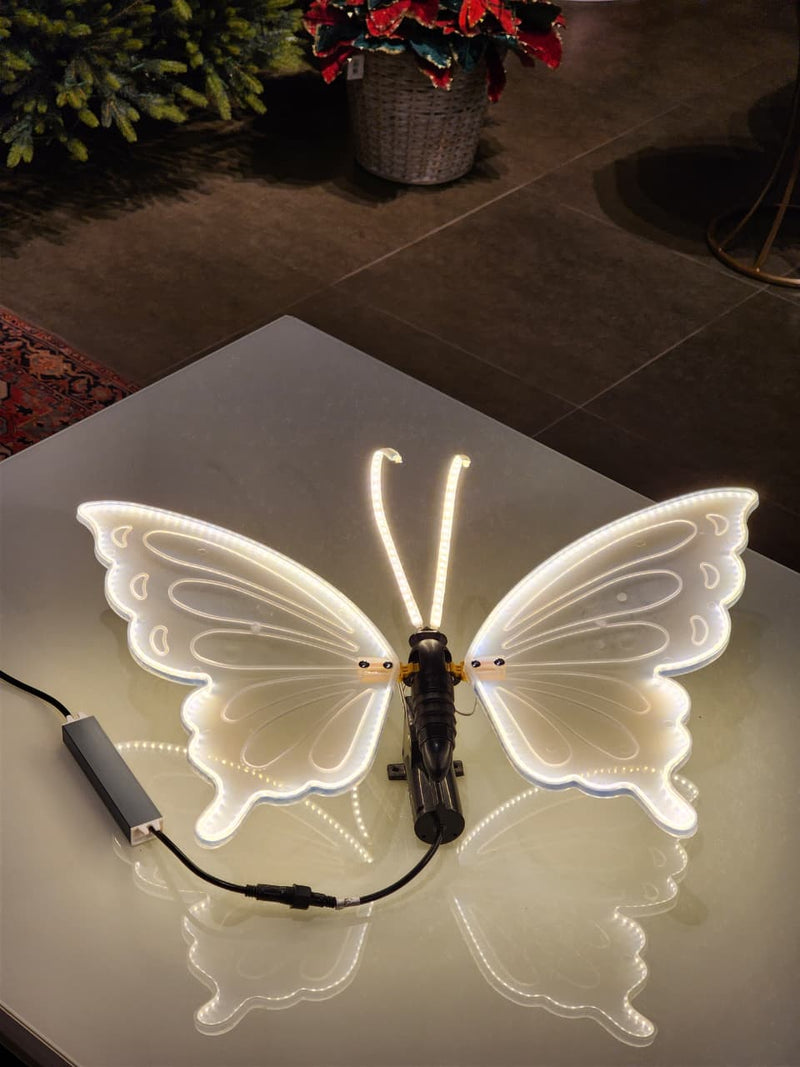 BORBOLETA 60CM COM LED WARM E MOVIMENTO COM SUPORTE BIVOLT