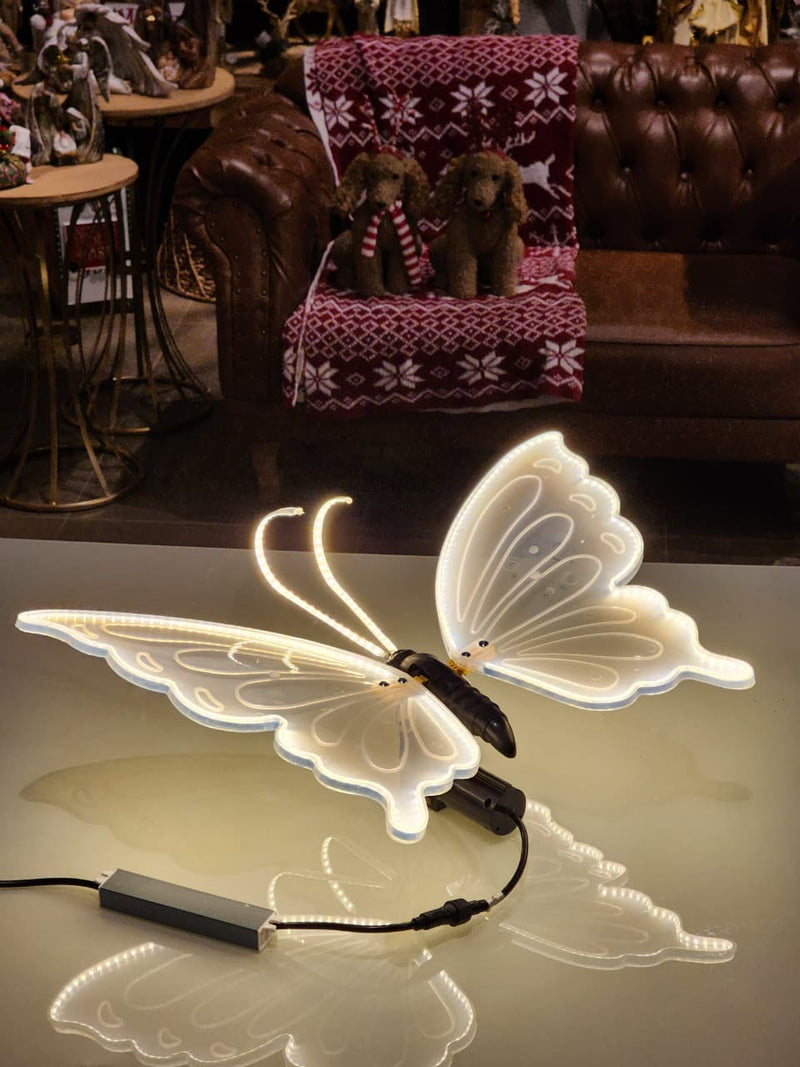 BORBOLETA 60CM COM LED WARM E MOVIMENTO COM SUPORTE BIVOLT