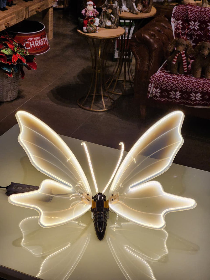 BORBOLETA 80CM COM LED WARM COM SUPORTE BIVOLT